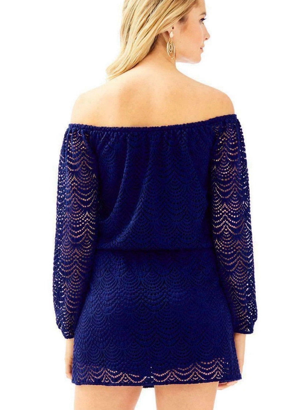 Lilly Pulitzer Lana Skort Romper True Navy Scalloped Shell Lace Size XS - Picture 4 of 8